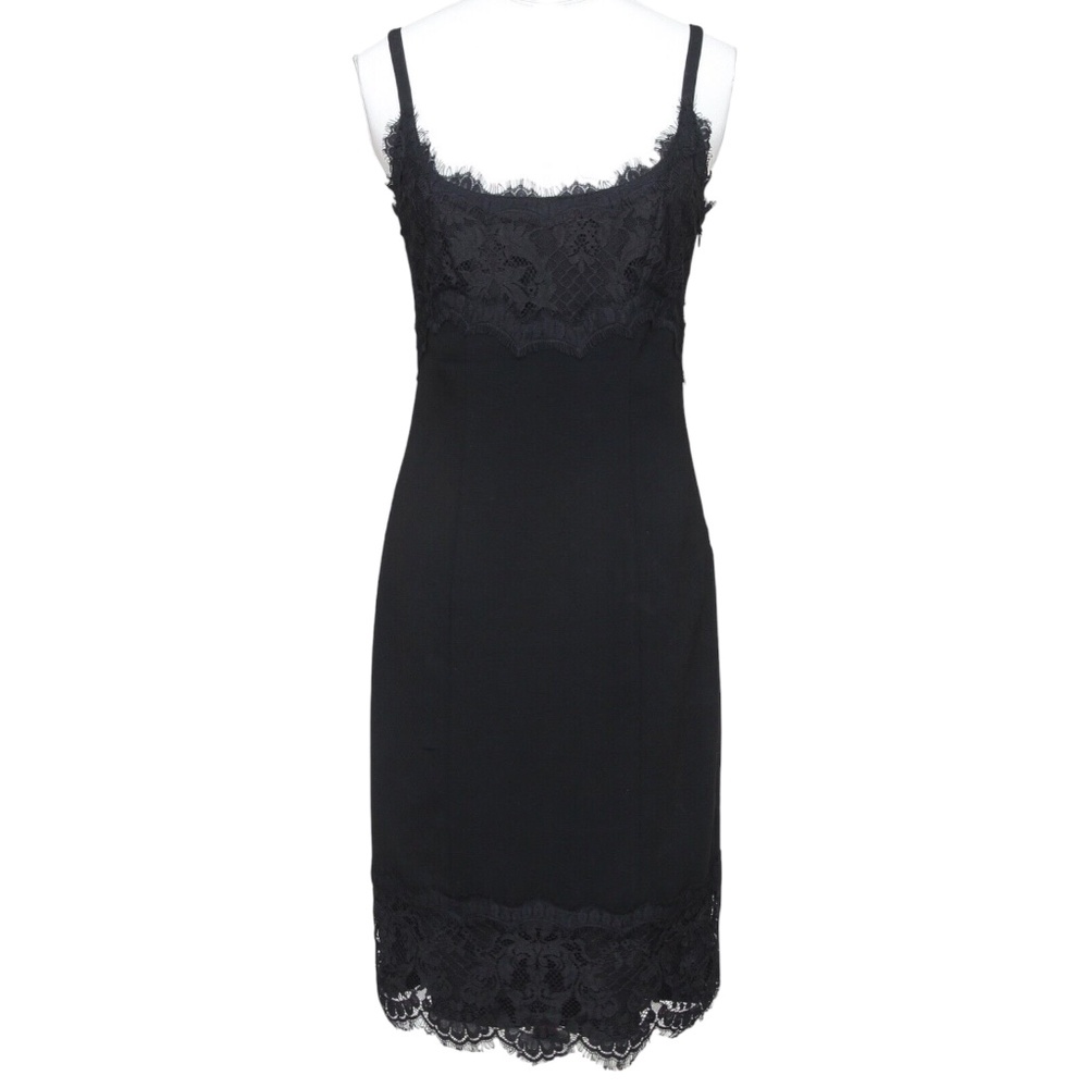 DIANE VON FURSTENBERG Black Dress Lace Spaghetti Strap Knee Length Sz 4 - Picture 1 of 7